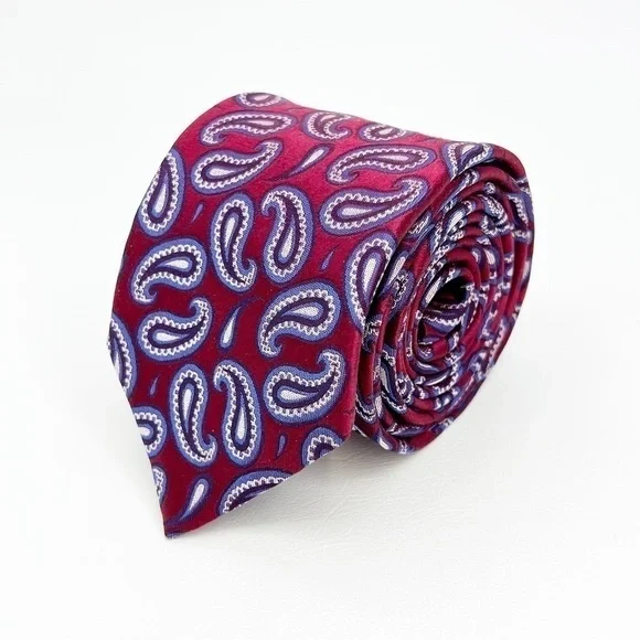 Robert Talbott Paisley Woven Silk Tie Best of Class Red Navy Blue White New NWT - Picture 1 of 7